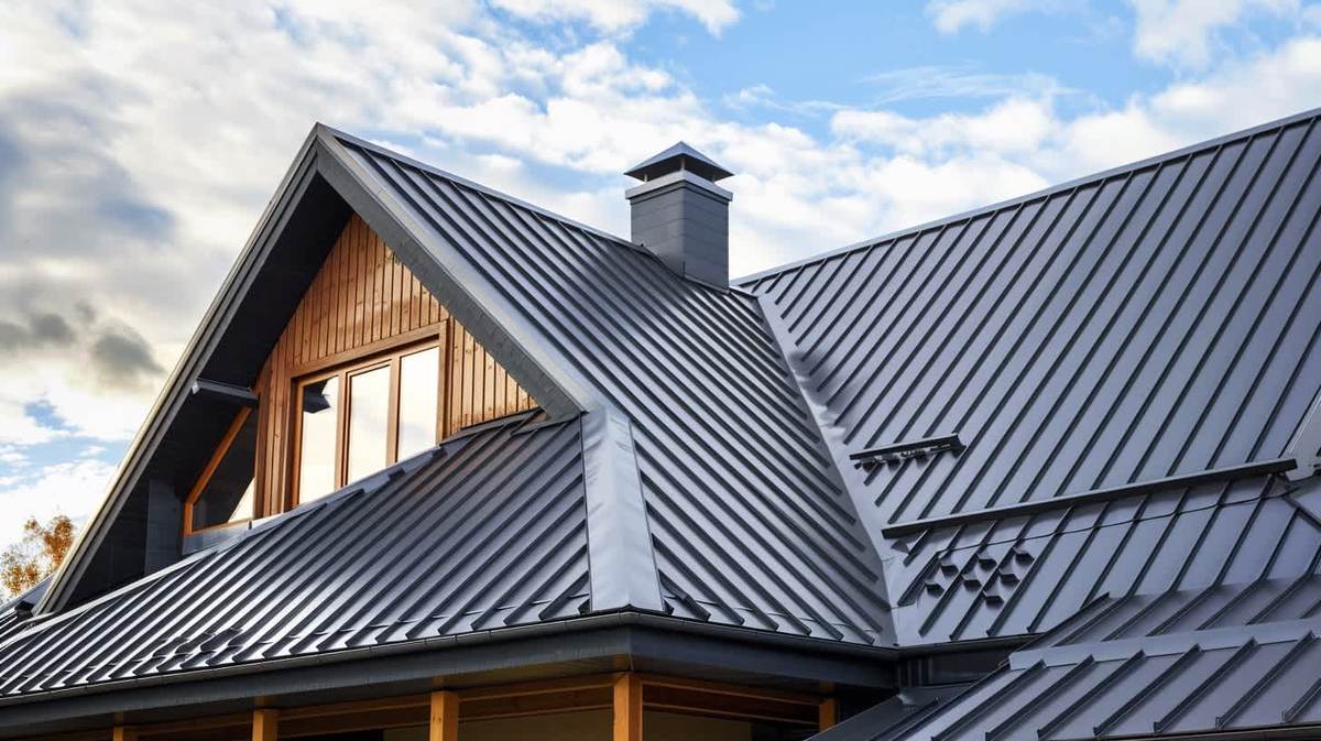 Aliağa EPDM Kauçuk Çatı – antrasit kenet sistem metal çatıyla kaplanmış müstakil ev